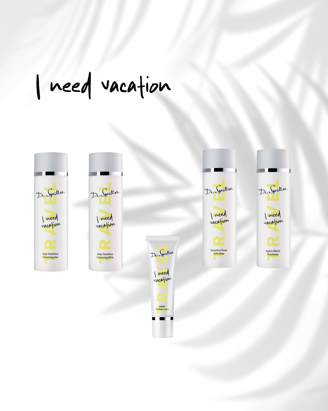 2 x cleansing and tonic in 100 ml bottles and a peeling in 30 ml tube as travel size