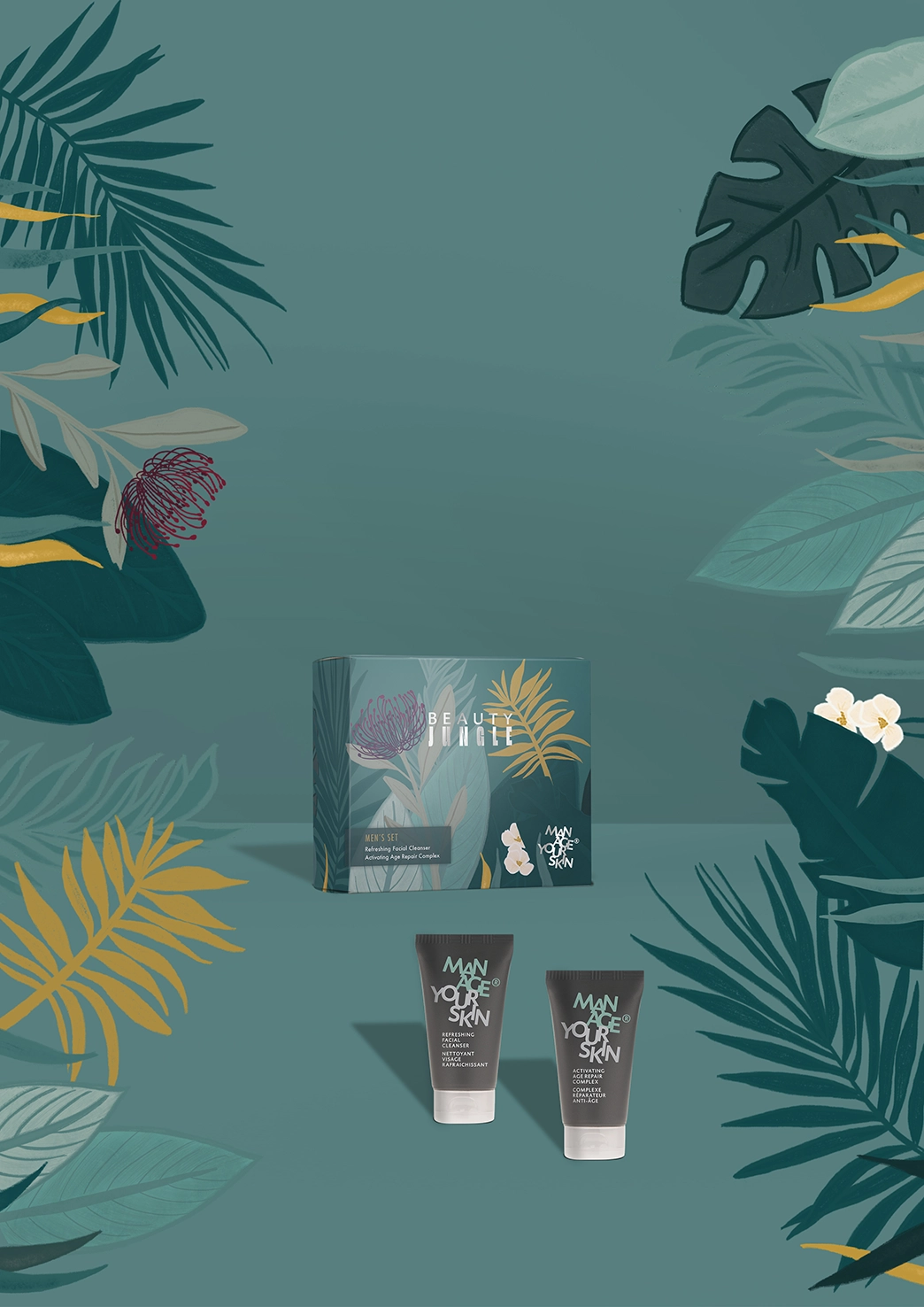 Dr. Spiller MEN'S gift set on a green background