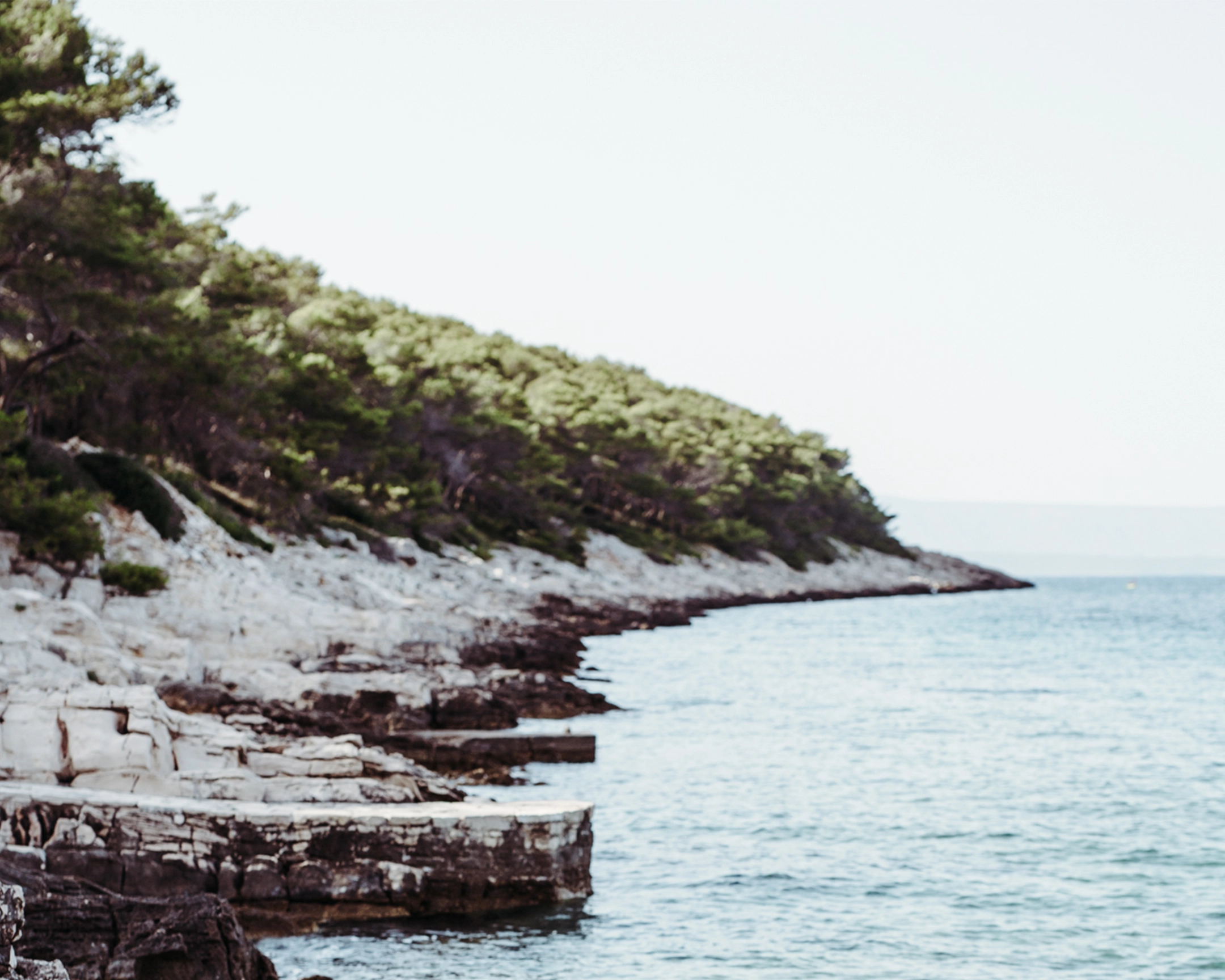 Rocky coast with a view of the calm sea