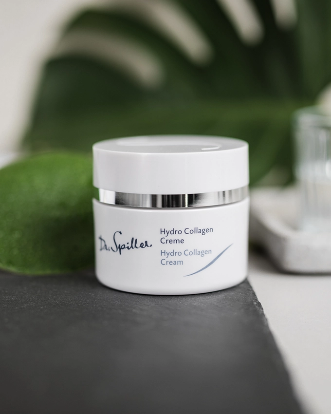 Dr. Spiller Hyrdo collagen cream jar stylishly staged