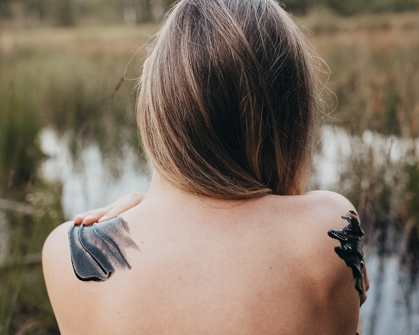 Trawenmoor care product is applied to the shoulder