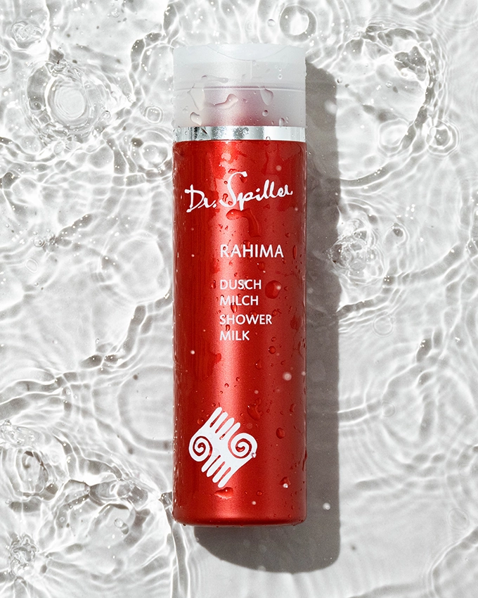 Rahima shower milk lies in the clear water